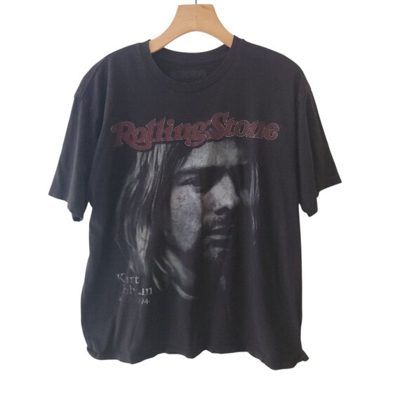 Rare Kurt Cobain Rolling Stone Cover Memorial T-Shirt Vtg Nirvana Black Large - Picture 1 of 8